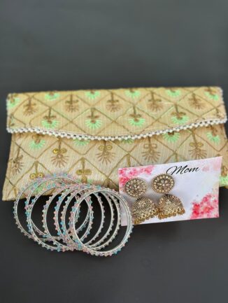 Large Clutch, Bangles & Jhumka