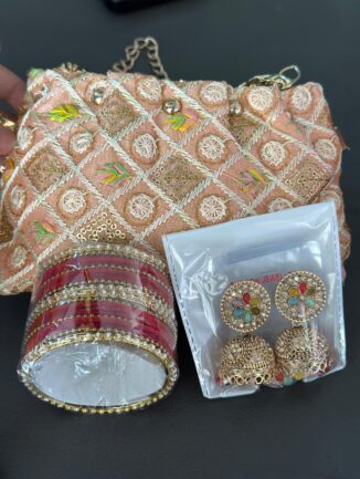 Medium Clutch, Bangles & Jhumka